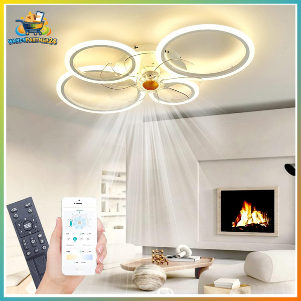 Deckenleuchte Ventilator Weiß Led 60W 6000Lm Dimmbar App Fernbedienung FüR-image