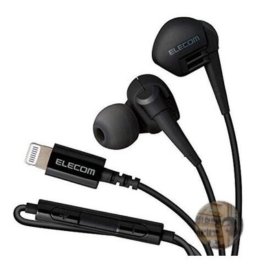 ELECOM EHP-LGB10MBK Lightning Stereo Earplug Headphones w/Mic Black New