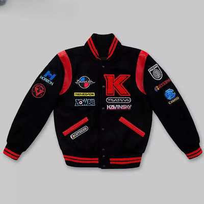 Kavinsky Reborn Black Wool Varsity Jacket Men's Letterman Bomber Coat