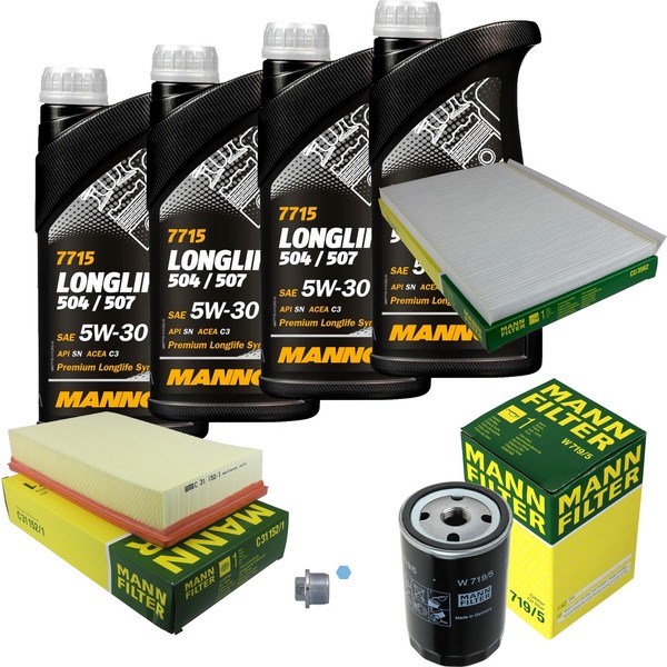 Mann Inspektionspaket 4L Mannol Longlife 504/507 5W-30 FüR Audi A6 2.0-image