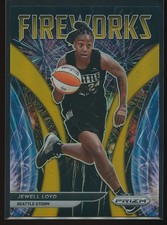 Jewell Loyd 2022 Panini Prizm WNBA Fireworks Gold Prizm #12 5/10