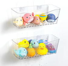 2 Pack Large Bath Toy Storage Organizer, Clear Bath Toy Holder for Bathtub, Plas