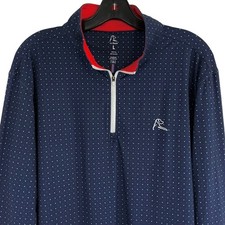 Rhoback Men's Large Armstrong 1/4 Zip Pullover Blue Polka Dot Golf Performance
