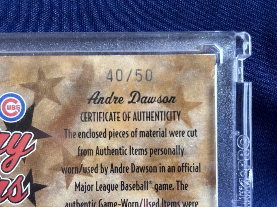 Andre Dawson 2005 Diamond Kings autografado #d/ 40/50 Dual Jersey Gallery cartão de estrelas - Imagem 4 de 4