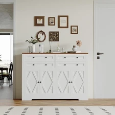 Large Sideboard Buffet Kitchen Cabinet Storage 4 Drawer Door Shelf Coffee Bar