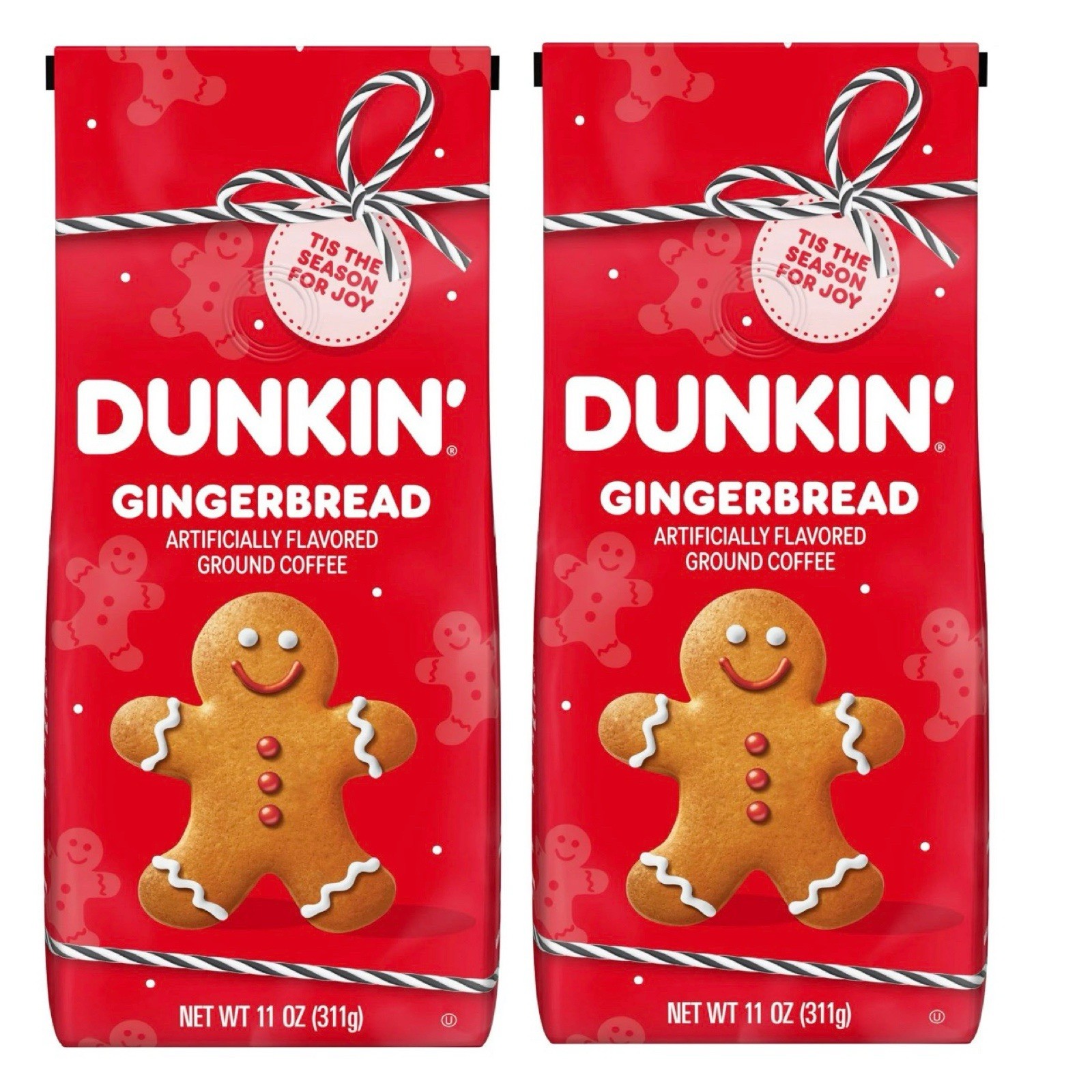 2pk Dunkin Donuts Gingerbread Ground Coffee, Medium Roast, Limited Edition, 11oz