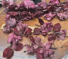 vintage millinery flowers leaves raspberry rouge 5-6" silk velvet 1pc Japan