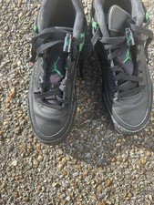 Jordan Air Jordan Boys Black Green Leather Low Top Sneakers Lace Up Logo Accents