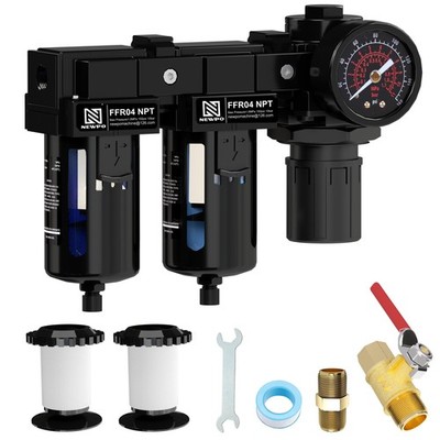1/2'' NPT Air Water Sepatator for air Compressor, Air Pressure Regulator with ...