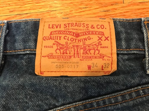 Jean vintage années 80/90 Levis 505-0217 rouge onglet denim bleu 34x32 fabriqué aux États-Unis #614 - Photo 3/14