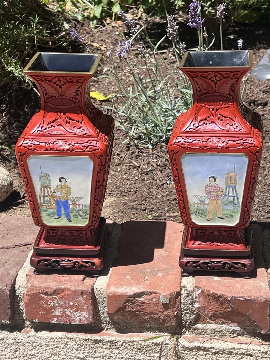 雕漆花瓶| eBay