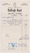 1956 Hadleigh Hotel Clacton On Sea Essex Vintage Receipt Travel Ephemera