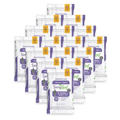 Simpleaf Flushable Wet Wipes Lavender Eco Plastic Multicolor 16 x 25 Standard