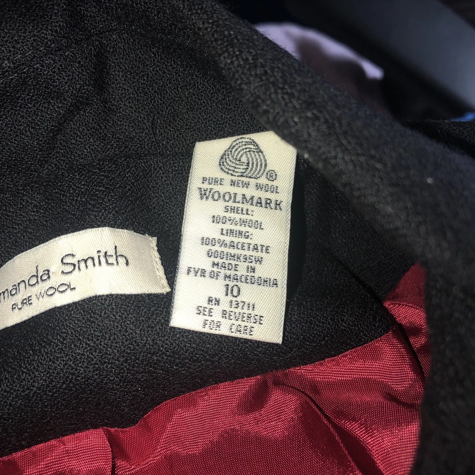 Blazer y pantalón traje de lana pura Amanda Smith talla Chaqueta 10 Negra De Colección Cuatro Botones Foto 3 de 4