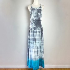 NWT Free People Tie Dye Silk Maxi Dress Large Boho Resort Beach Wedding Guest
