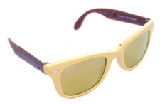 Ray-Ban FOLDING WAYFARER RB4105 6051/93 50mm Mens Sunglasses MATTE YELLOW BROWN