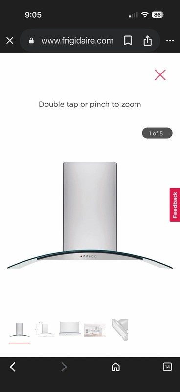 Frigidaire 36 Inch Wall Mount Range Vent  Hood Exhaust 400 CFM Kitchen NEW