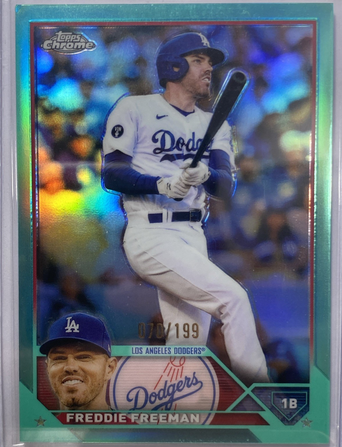2023 Topps Chrome Aqua Refractor Freddie Freeman 070/199 Los Angeles Dodgers #5