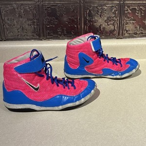 Nike Pink Blue High-Top Wrestling Shoes size 9 inflict 3’s