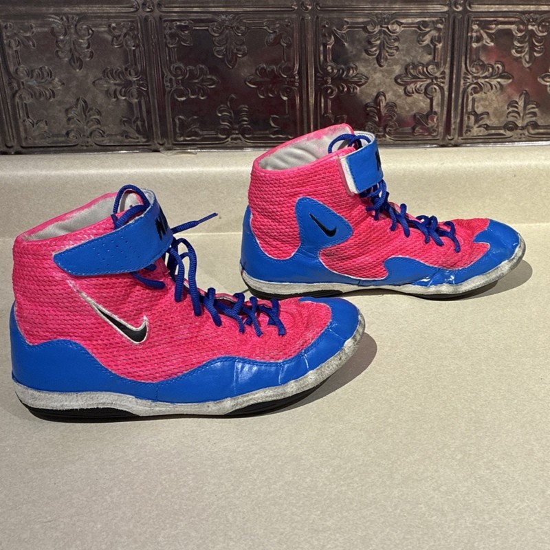 Nike Pink Blue High-Top Wrestling Shoes size 9 inflict 3’s