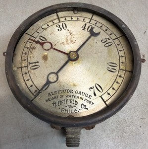 H. BELFIELD & CO ALTITUDE STEAM GAUGE 5-15/16" DIAMETER STEAMPUNK Old Engine
