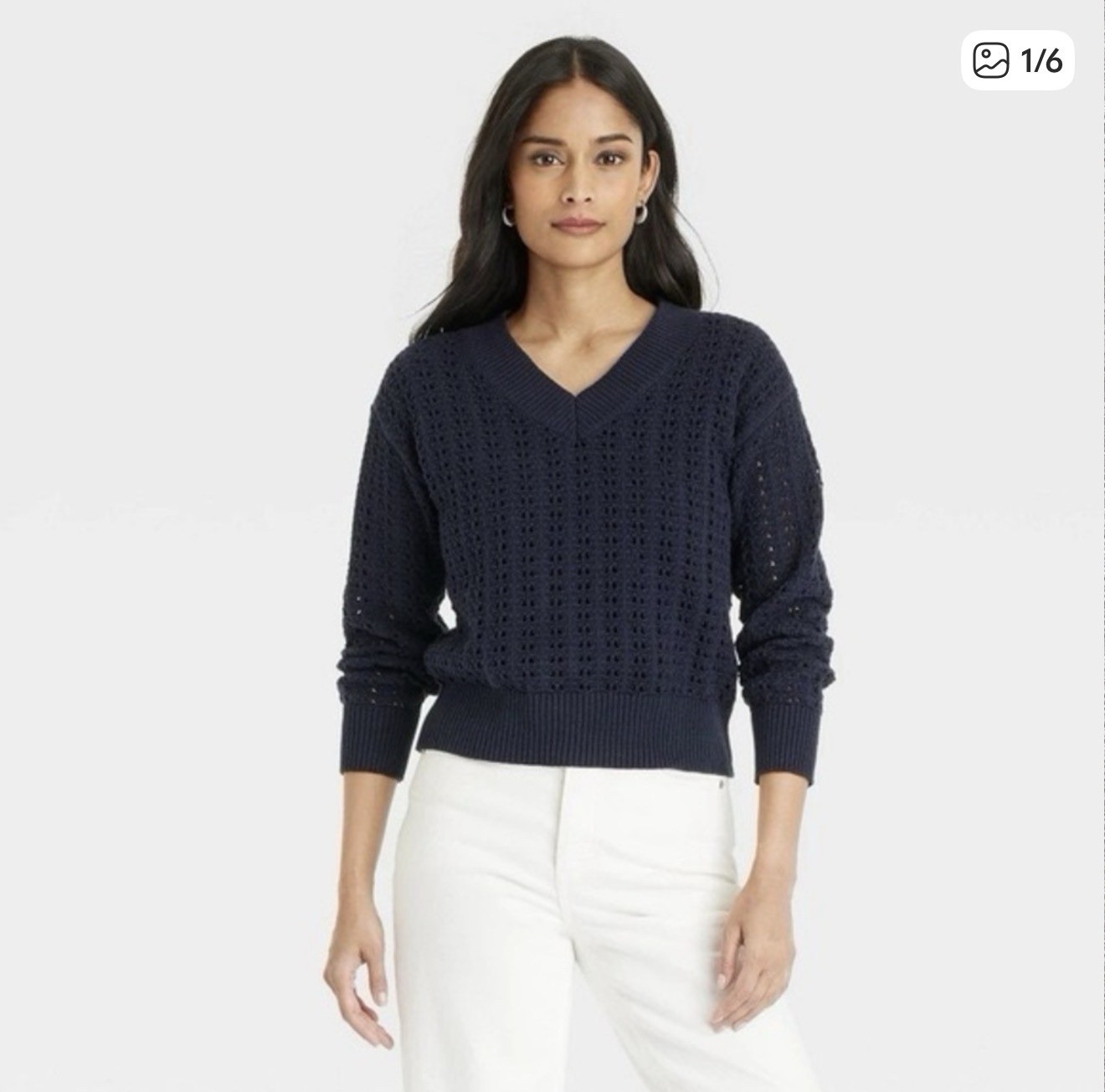 Universal Thread Women’s Openwork V-Neck Pullover… - image 1