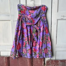 Sweet Sinammon Multicolored Floral Tie Belt Cotton Skirt Size Large 26” Long