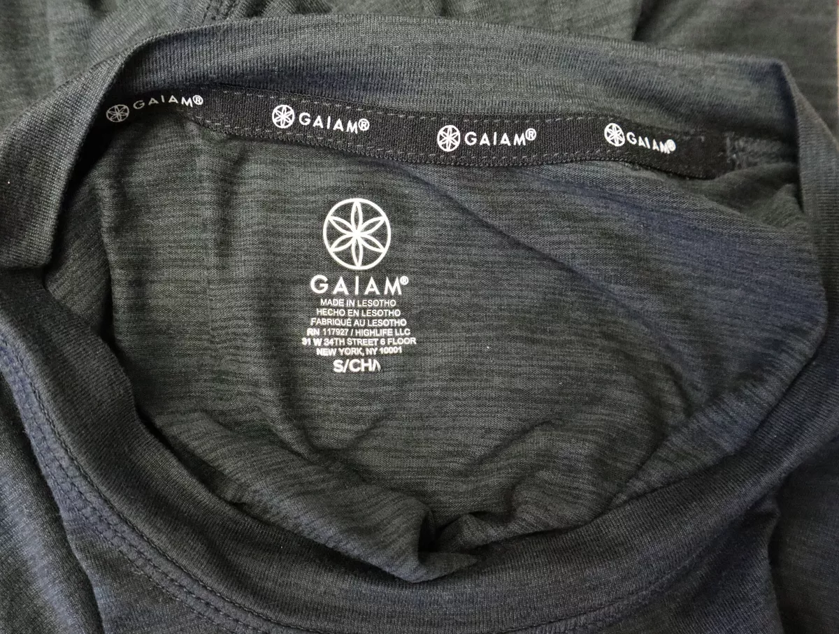 Gaiam Men's Small Heather Black Performance T-Shirt 4% Spandex