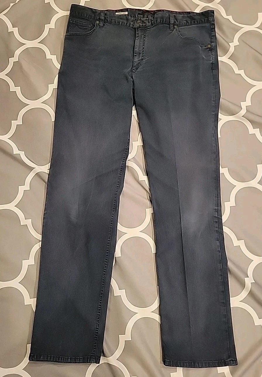Alberto Mens 40x34 Stone Pant Modern Fit Superfit Broken Twill Luxury T400 Blue