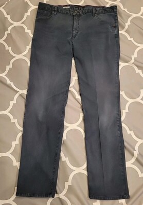 Alberto Mens 40x34 Stone Pant Modern Fit Superfit Broken Twill  Luxury T400 Blue