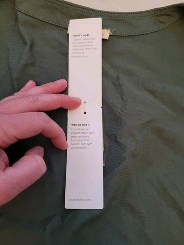 Eileen Fisher Nori Green Soft Organic Cotton Twill Drawstring Jacket Sz. Large - Picture 13 of 21