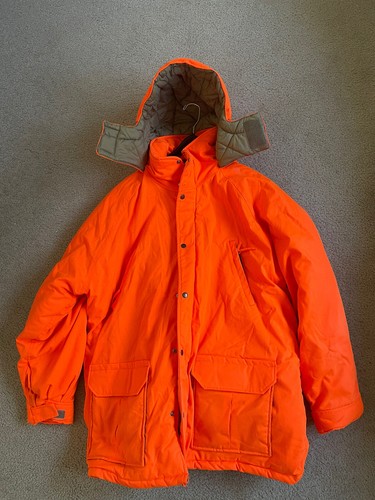 Jagdmantel Jacke Gamehid Vintage Herren orange Puffer abnehmbare Kapuze XXL - Bild 8 von 18