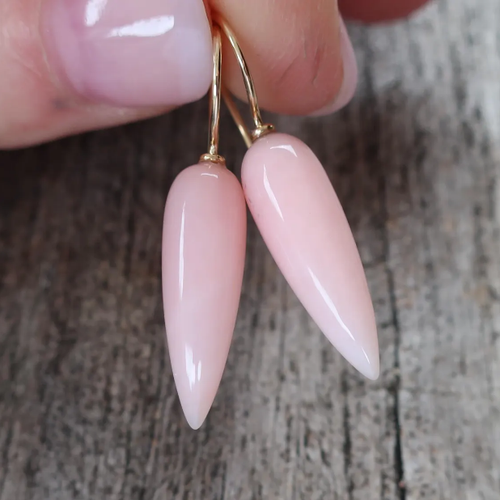 Pendientes colgantes de plata de ley 925 #sin deslustre# lágrima de ópalo rosa para ella - Imagen 5 de 7