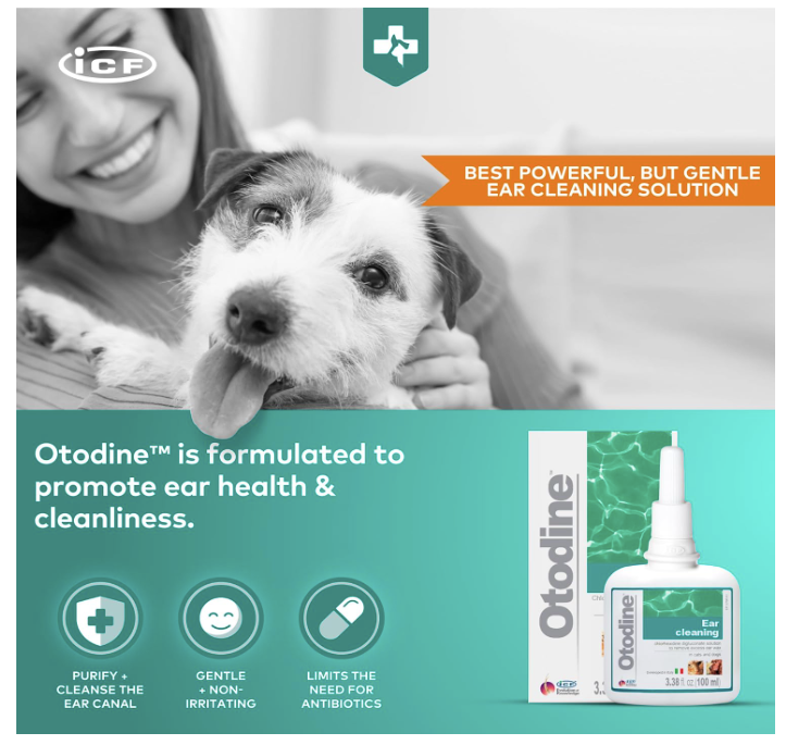 ICF Otodine Cat & Dog Ear Cleaner Solution Dog Ear Drops to Stop