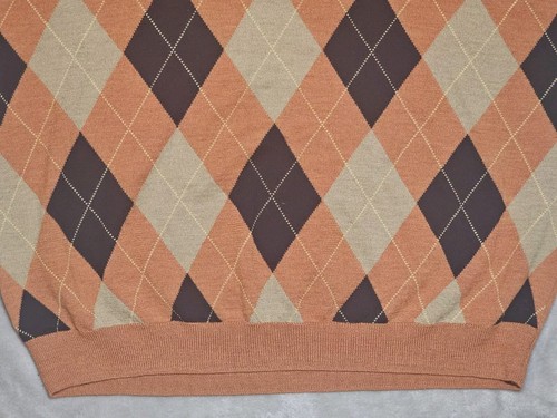 Brooks Brothers Vest Extra Fine Merino Wool Sleeveless Orange Argyle XL Trimmed - Picture 3 of 10