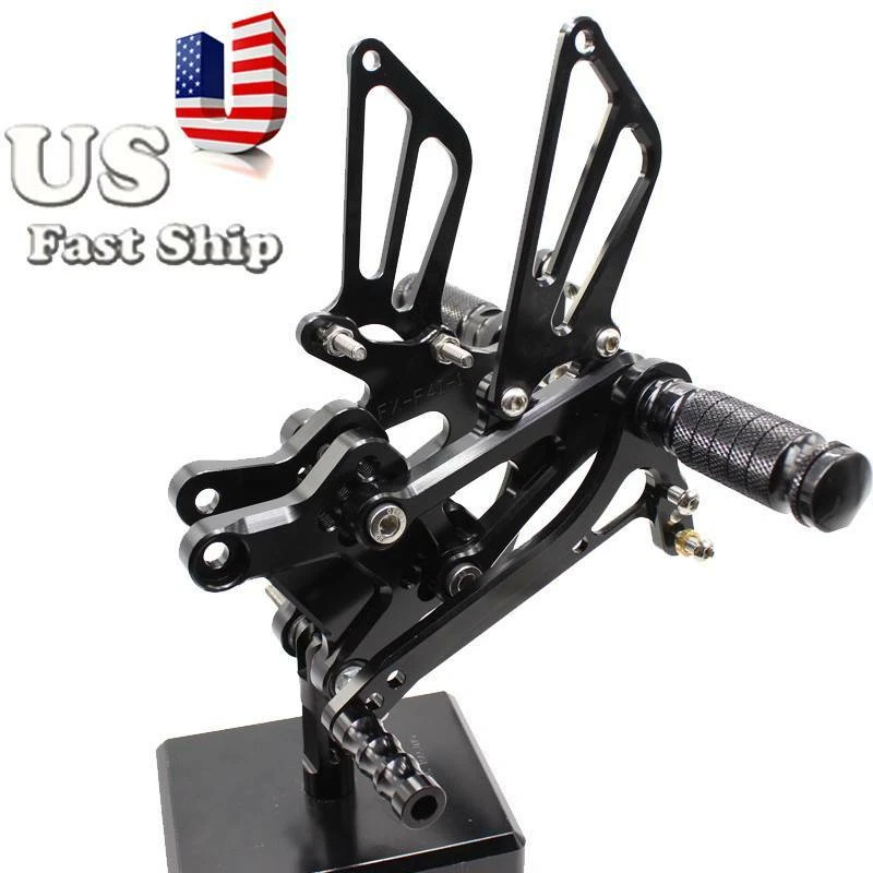 Juego de estriberas delanteras traseras ajustables en stock de EE. UU. para Honda CBR600F F4I F1, F2, F3 Foto 4 de 4