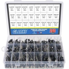 240Pcs 24 Value 10V 16V 25V 50V Metal Electrolytic Capacitors Assorted Assort...