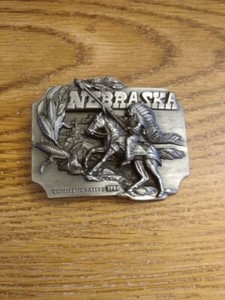 COMMEMORATIVE  1988 Nebraska LIMITED EDITION PEWTER BELT BUCKLEMADE IN USA 