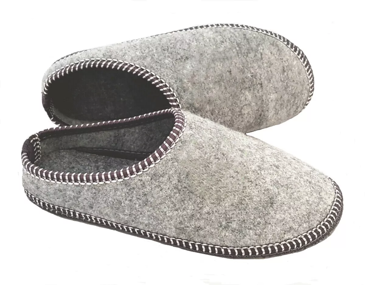 Women Ladies Slippers Warm Grey Felt Wool Slip On Mules Indoor Lightweight eBay