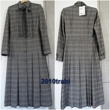 ZARA BLACK & WHITE CHECK COLLARED MIDI DRESS WITH PLEATED SKIRT SIZE S