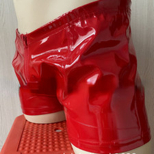 Simili Cuir Verni Hommes PVC sous-Vêtement Short Club Sexy Effet Mouillé Costume