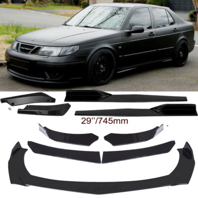 For Saab 9-3 9-5 2004-2011 Front Bumper Lip Splitter + Side Skirts + Rear Spats