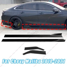 Gloss Black For Chevy Malibu 2010-21 86.6'' Side Skirt + Rear Side Splitter Lip