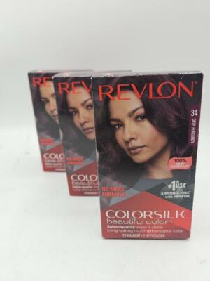 Revlon Colorsilk Beautiful Color Permanent Hair Color, 34 Deep Burgundy ( 3 Pk )