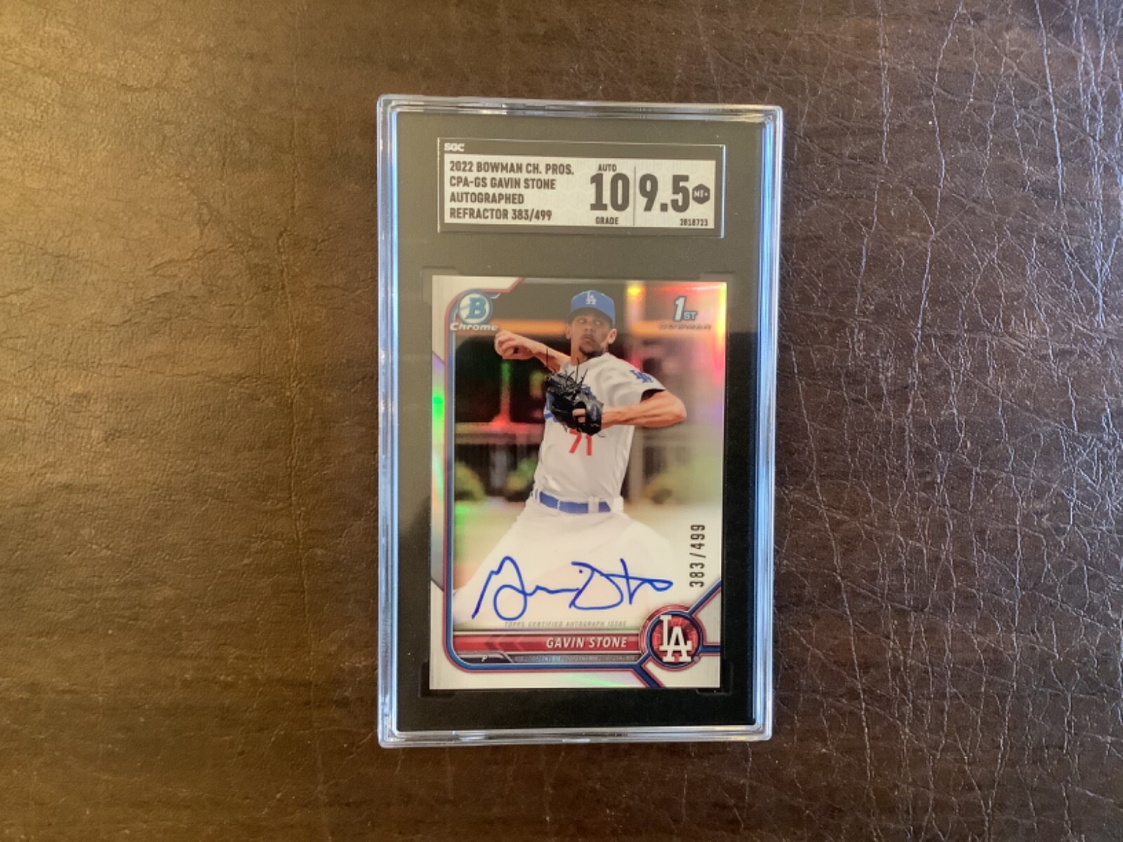 2022 Bowman Chrome GAVIN STONE Auto Refractor 383/499 SGC 10/9.5 LA Dodgers 1st