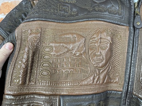 vintage Leather Tanners Avenue money textured jacket sz 3XL hip hop 90s y2k - Picture 9 of 11