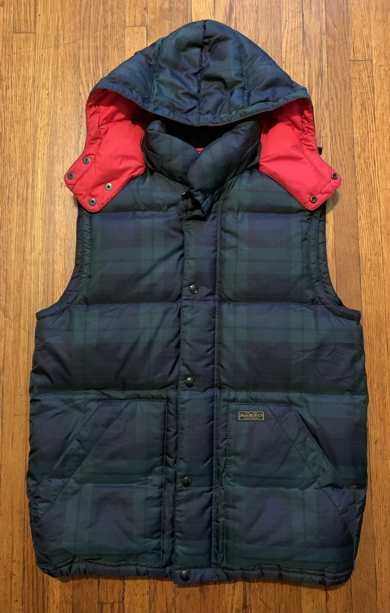 Vintage Polo Ralph Lauren Black Watch Plaid Goose Down Tartan Plaid Vest S  Puffy | eBay