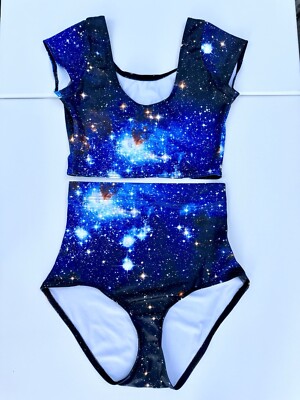 BlackMilk Blue Galaxy Nana Suit Top & Bottom Set Space Cosmos Small