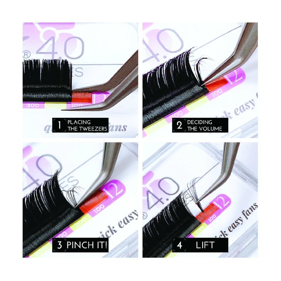 Extensiones de pestañas Easy Fanning Lashes Noir autoabanqueado volumen ruso C D rizo Foto 2 de 4