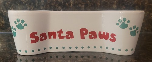 Keramik Weihnachtsmann Pfoten Knochenform Wasser/Futternapf Weihnachten Hund Schale - Bild 2 von 3